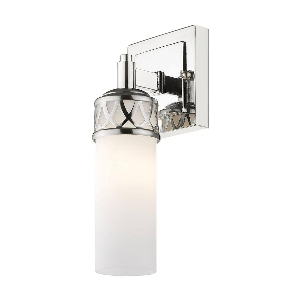Polished Chrome Wall Sconce with Satin White Glass