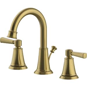 Melina 8 in. Widespread Double-Handle High-Arc Bathroom Faucet in Matte Gold
