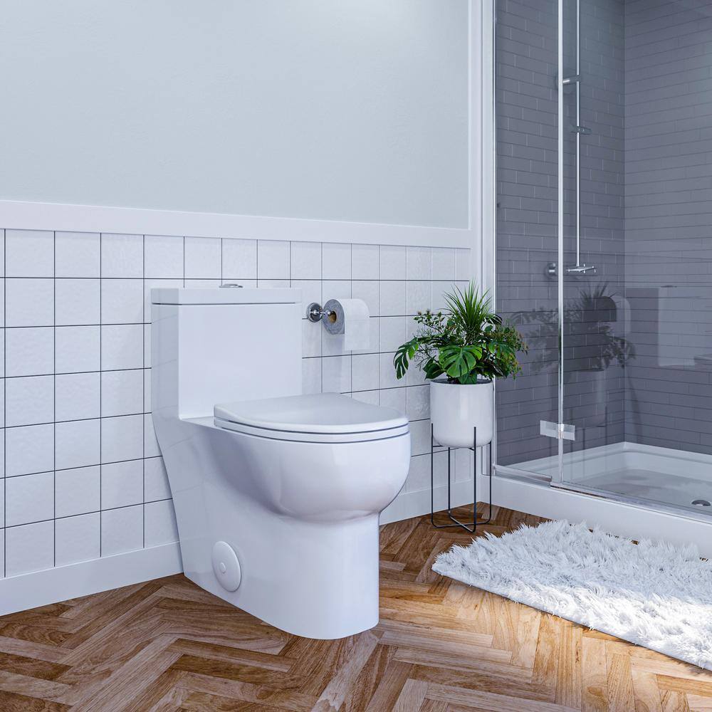 White High Efficiency Dual Flush Elongated One-Piece Toilet