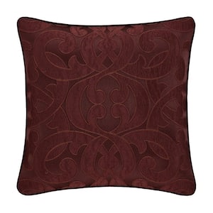 Le Grande Maroon Polyester 20 in. Square Decorative 20 in. x 20 in. Throw Pillow