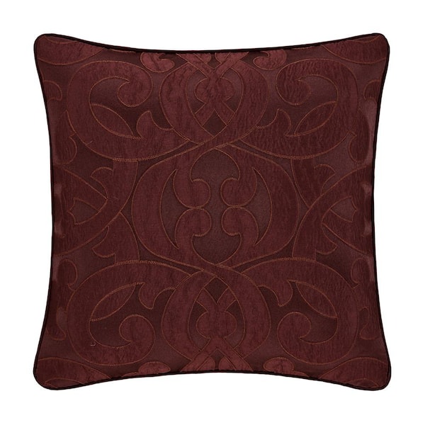 Unbranded Le Grande Maroon Polyester 20 in. Square Decorative 20 in. x 20 in. Throw Pillow