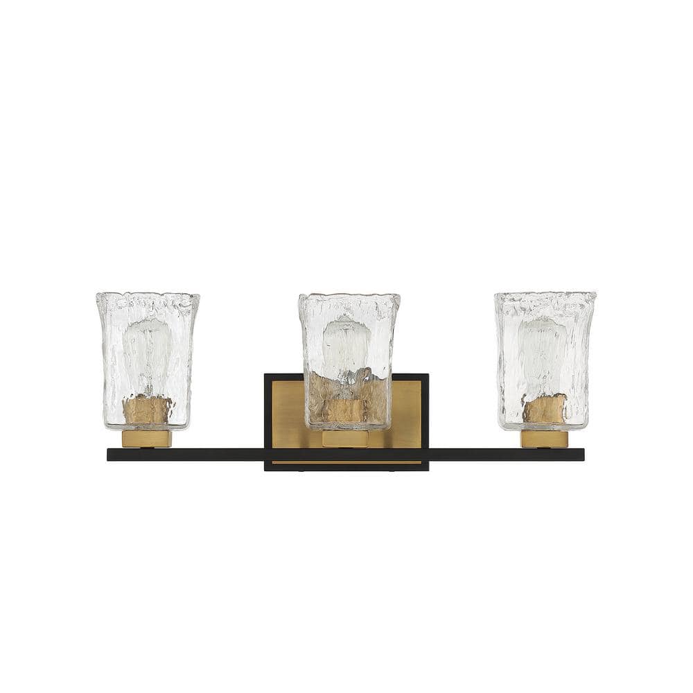 Sidney Matte Black and Brass 3-Light Bathroom Vanity