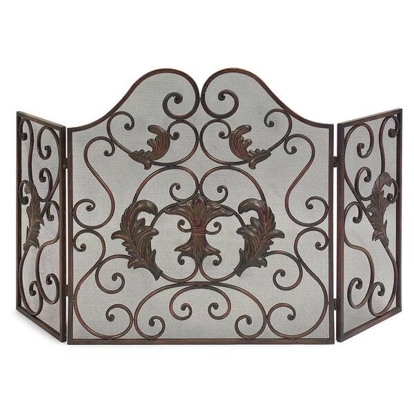 Filament Design Lenor Bronze Wrought Iron 3-Panel Fireplace Screen