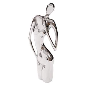21 in. Electroplated Nickel Modern Shiny Silver Female Form Sculpture