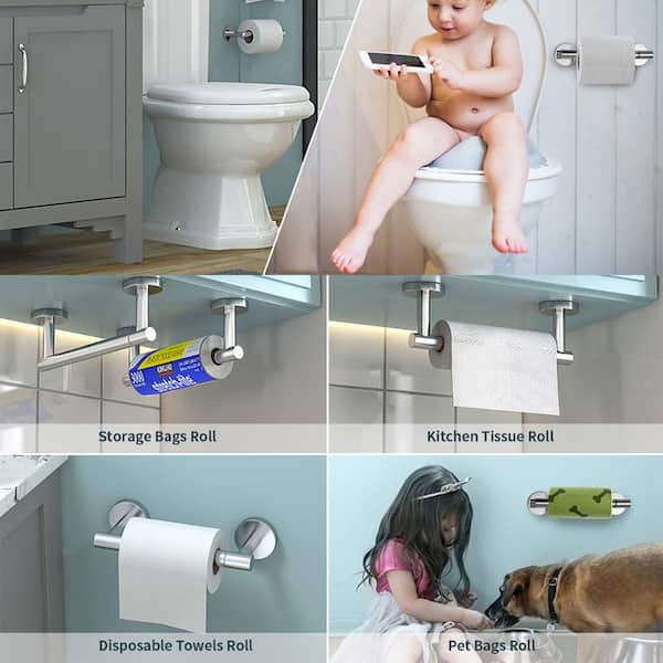Wall Mount Post Toilet Paper Holder in Chrome