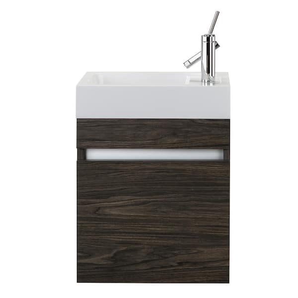 Cutler Kitchen and Bath Piccolo 18 in. W x 10 in. D x 25 in. H Sink Wall-Mounted Vanity Side Cabinet in Tete a Tete with White Acrylic Top