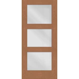 Regency 36 in. x 80 in. Universal Handing Modern 3Lite Equal Clear Glass Autumn Wht Mahogany Fiberglass Front Door Slab