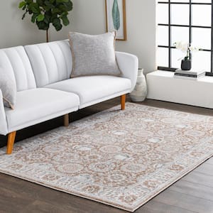 Reynell 6 ft. x 9 ft. Brown Floral Area Rug