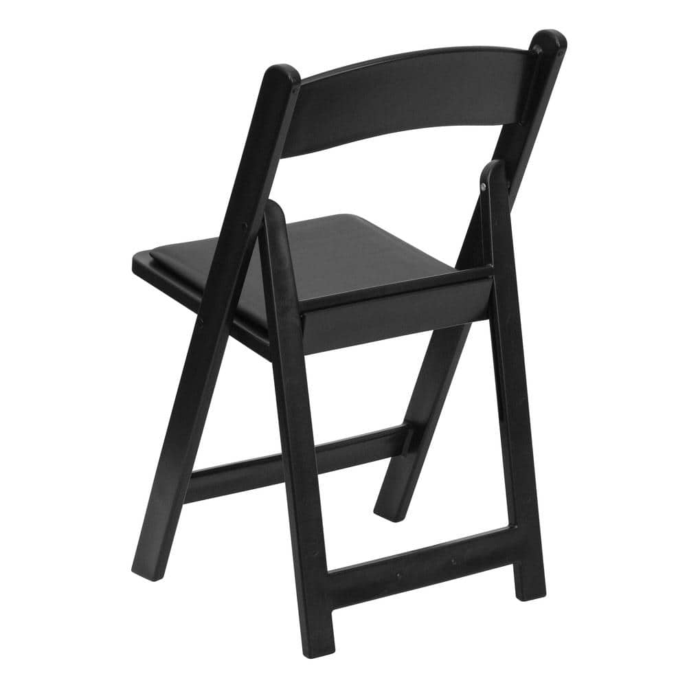 Black Resin Folding Chair with Cushions, 1000 lb Capacity