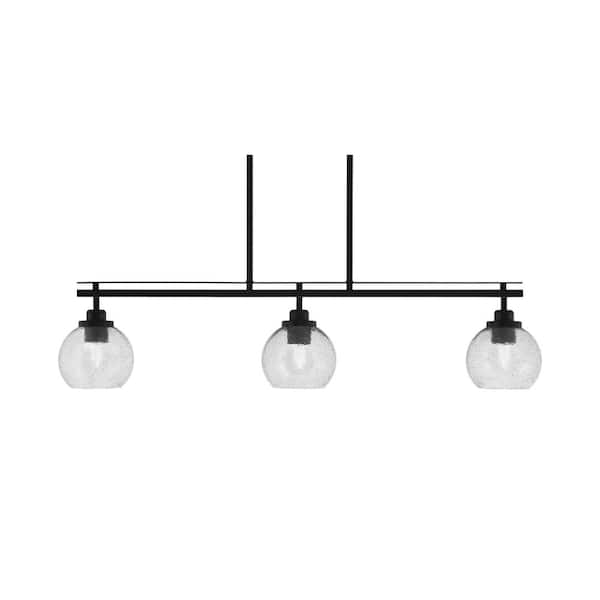 Unbranded Monroe 3-Light, Matte Black Billiard Light, Any room with 5.75 in. Smoke Bubble Glass Shades no bulbs included