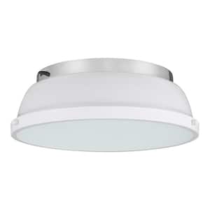 Taspen 14 in. White and Chrome CCT Color Temperature Selectable LED Flush Mount Ceiling Light Fixture