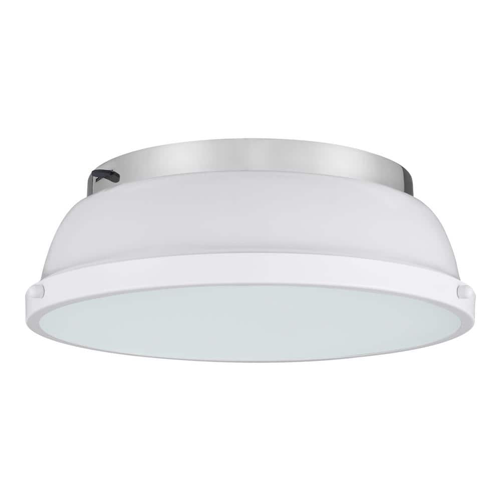 Hampton Bay Taspen 14 in. White and Chrome CCT Color Temperature Selectable LED Flush Mount Kitchen Ceiling Light Fixture