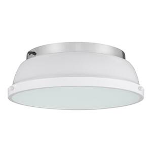 Taspen 14 in. White and Chrome CCT Color Temperature Selectable LED Flush Mount Kitchen Ceiling Light Fixture