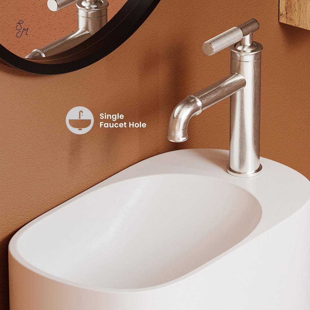 Terre Matte White Ceramic Wall-Mount Bathroom Sink