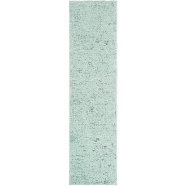 Livabliss Quebec Seafoam 2 ft. x 7 ft. Indoor/Outdoor Machine-Washable Area Rug