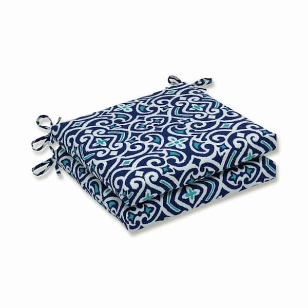Pillow Perfect 20 x 20 Outdoor Dining Chair Cushion in Blue/White (Set of 2)