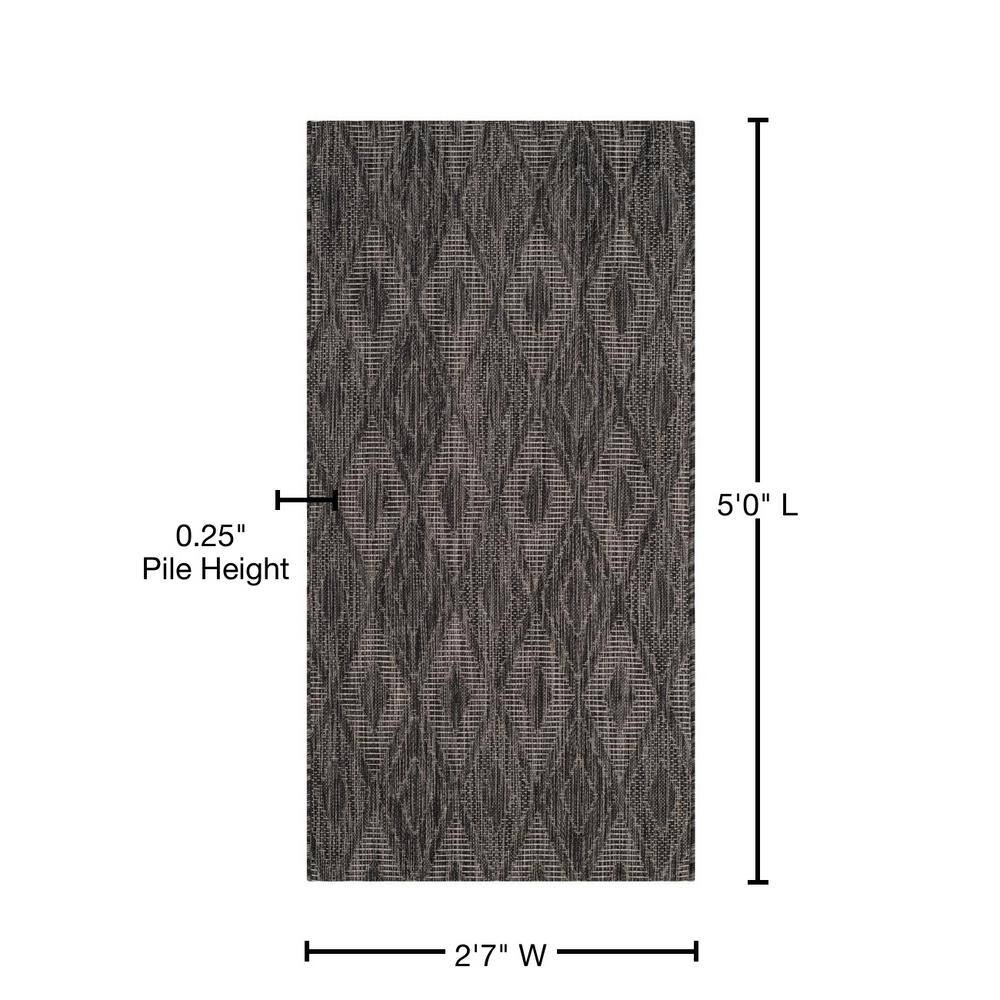 Gray and Black Geometric Outdoor Area Rug
