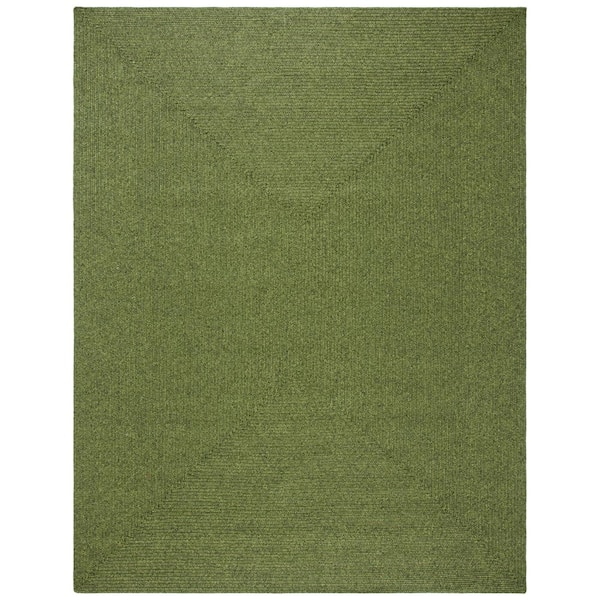 Braided Green  10 ft. x 14 ft. Machine Washable Solid Color Gradient Area Rug