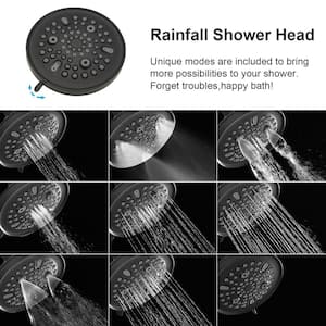 1-Spray Single Handle Round Rain Shower Faucet Set Wall Mout with High-Pressure Shower Head Hand Shower in. Matte Black