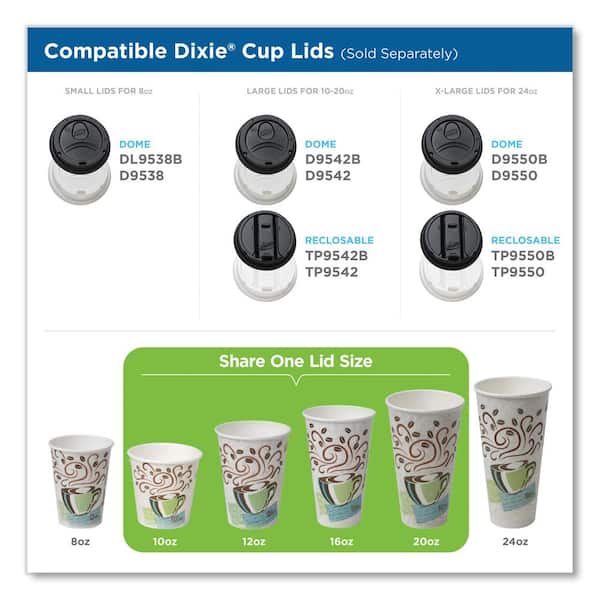Comfy Package Clear Plastic Cups 10 Oz Disposable Coffee Cups with Lids,  100-Pack 