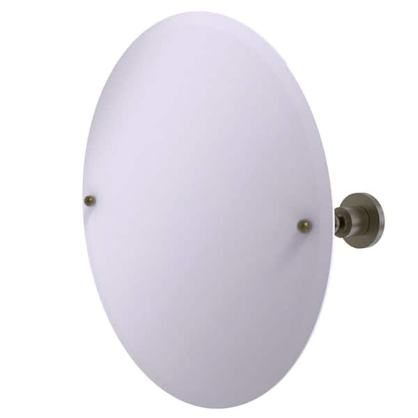 Allied Brass 22 in. x 22 in. Astor Place Frameless Round Tilt Mirror with Beveled Edge in Antique Brass
