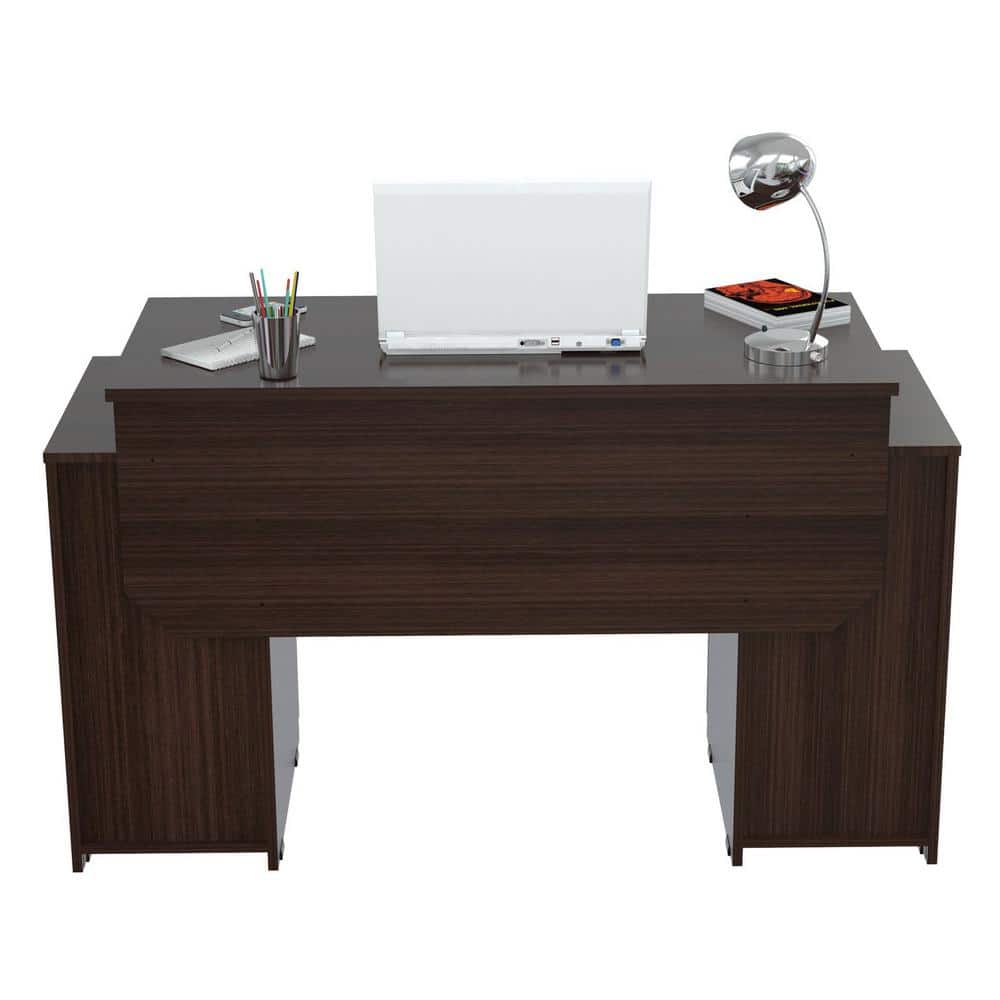 Espresso Wengue Executive Desk with Chrome Accents and Storage