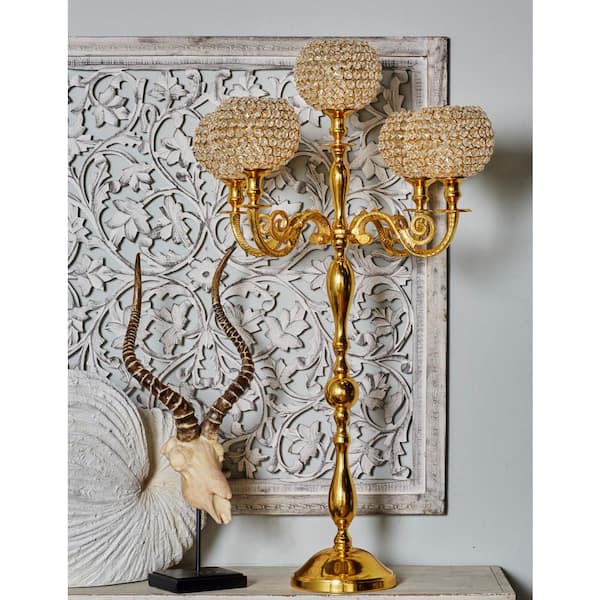 40 in. Gold Aluminum Candelabra with 5 Candle Capacity