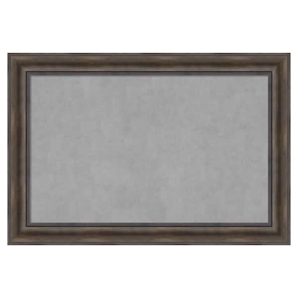 Amanti Art Rustic Pine Brown 37 in. x 25 in. Framed Magnetic Board