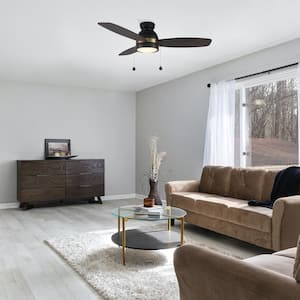 Troyes 48 in. Color Changing Integrated LED Indoor Black 5-Speed DC Ceiling Fan with Light Kit and Pull Chain