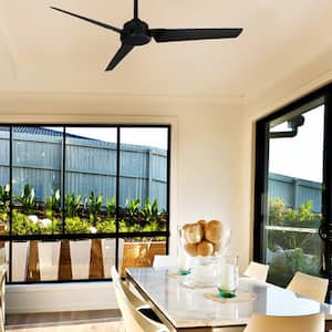 Roboto 52 in. Indoor/Outdoor Matte Black 3-Blade Smart Ceiling Fan with Remote Control