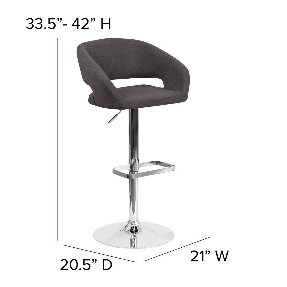 Erik Modern Black Fabric Adjustable Swivel Barstool with Chrome Base