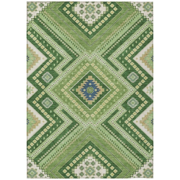 Addison Rugs Chantille Machine Washable Indoor/Outdoor Abstract ACN1010 Green 10 ft. x 14 ft. Area Rug