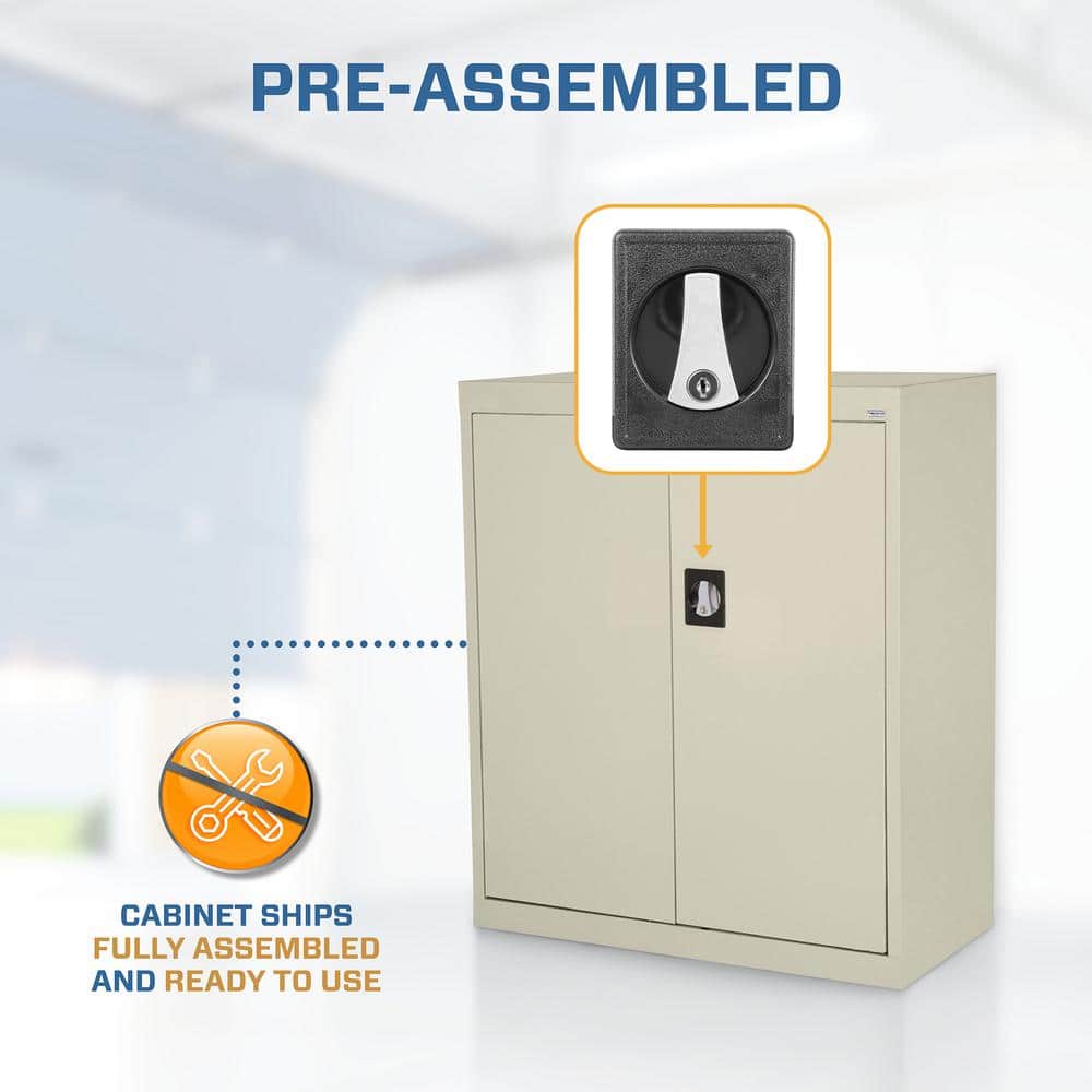 Putty Steel Freestanding Lockable Cabinet with Adjustable Shelving