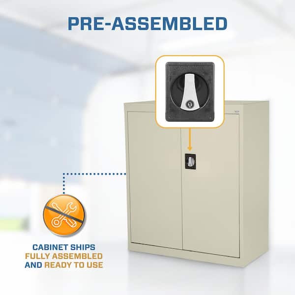 Elite Series 36 in. W x 36 in. H x 18 in. D 22-Gauge 3-Shelf Steel Freestanding Garage Storage Cabinet in Putty