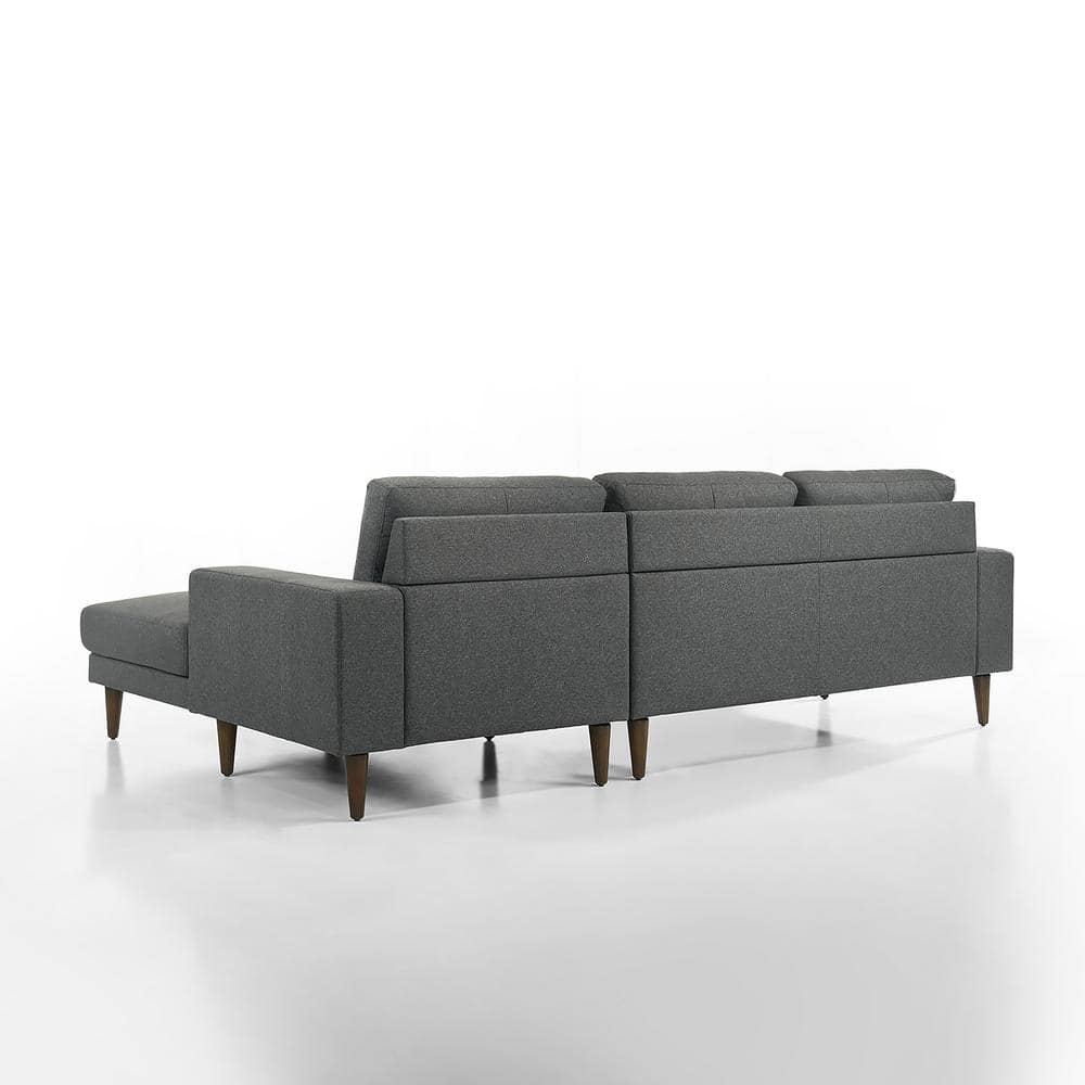 Vale 104" Gray Polyester Fabric 2-Piece Sectional Sofa with Chaise