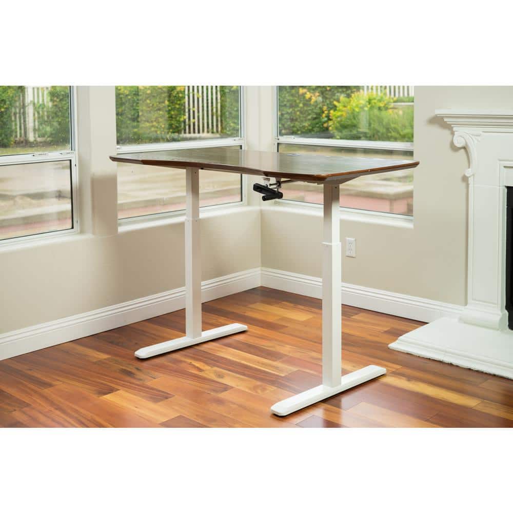 White Adjustable Height Metal Standing Desk
