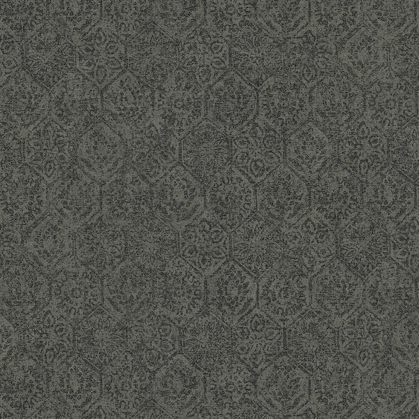 Advantage Edsel Charcoal Geometric Non-Pasted Vinyl Wallpaper