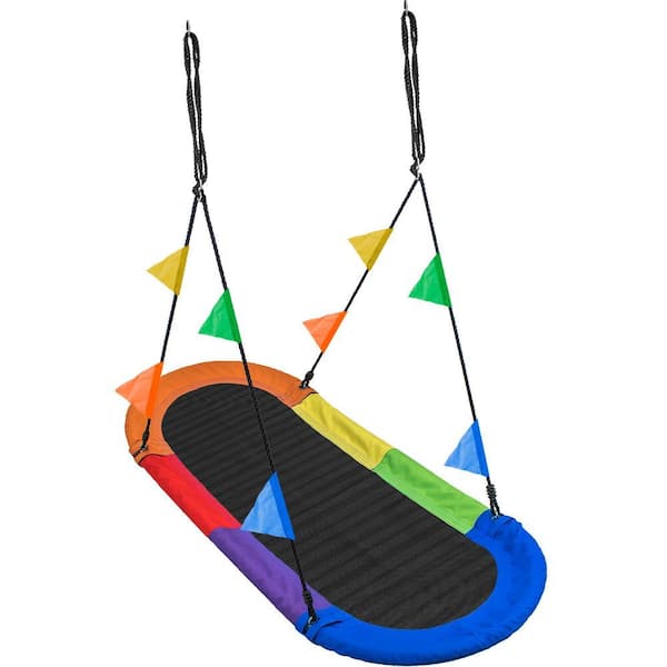Sorbus 66 in. Disc Swing for Kids Blue Trampoline Net Multi-Person Sorbus 66 in. Disc Swing for Kids Blue Trampoline Net Multi-Person