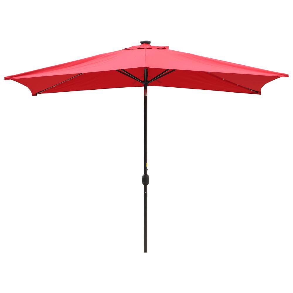 10 ft. x 6.5 ft. Rectangular Market Solar LED Light Patio Umbrella in Red price history on PriceWatchPro