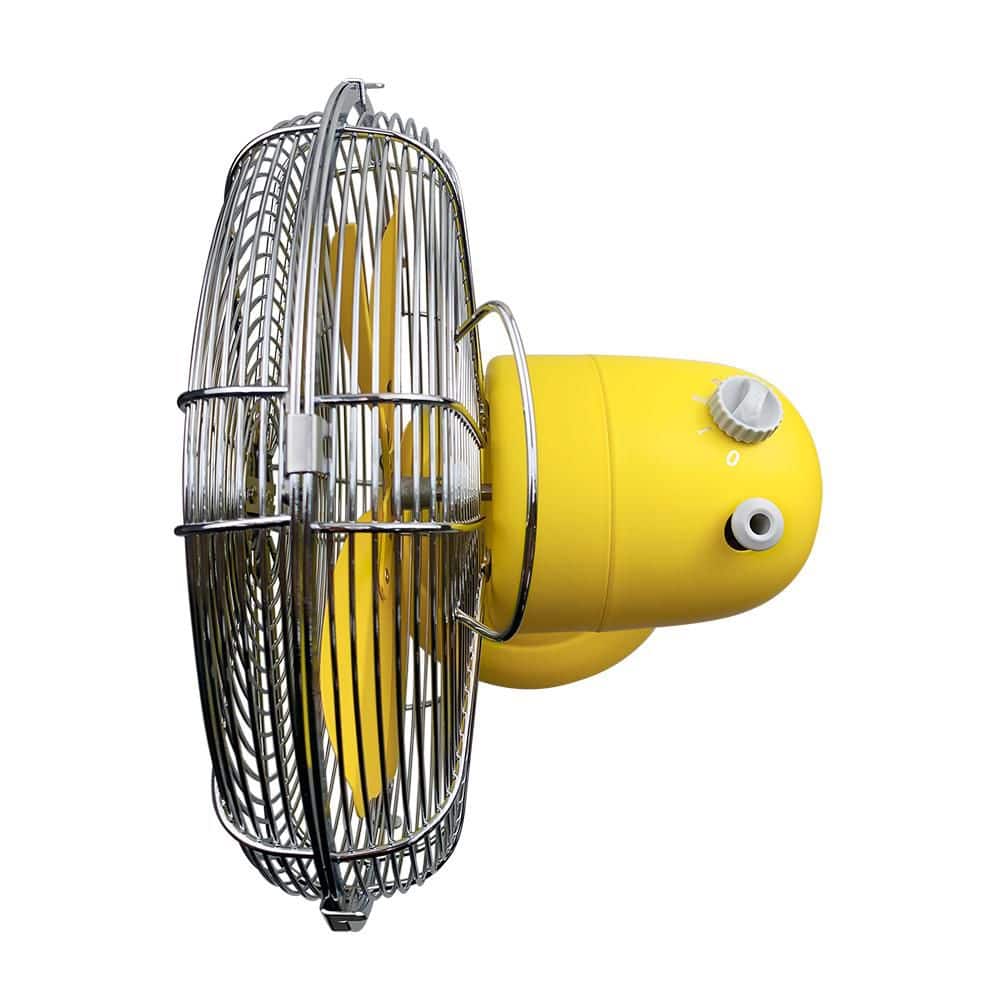 Yellow and Silver 12" Metal Oscillating Retro Table Fan