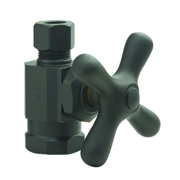 BrassCraft 1/2 in. FIP Inlet x 3/8 in. Comp Outlet Multi-Turn Straight Valve with Cross Handle in Oil Rubbed Bronze