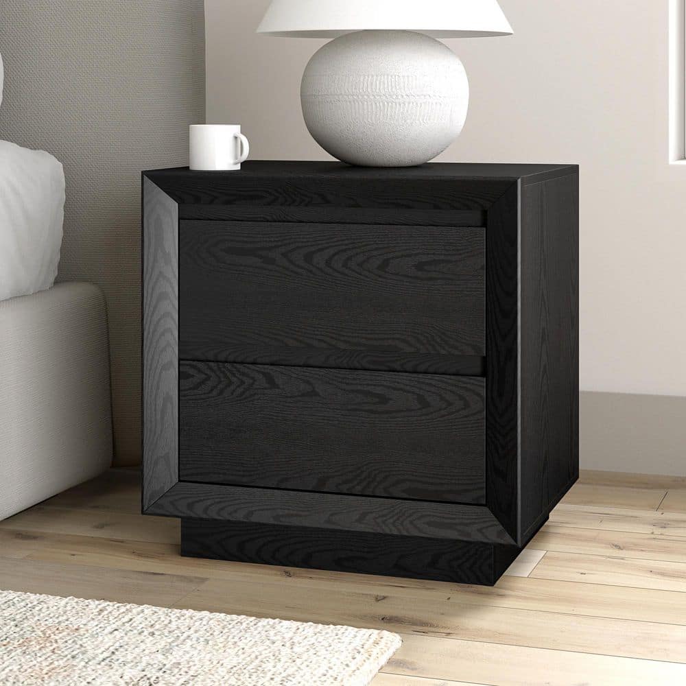 Meyer&Cross Emmett Black Grain 2 Drawer 23. 625in. W Nightstand