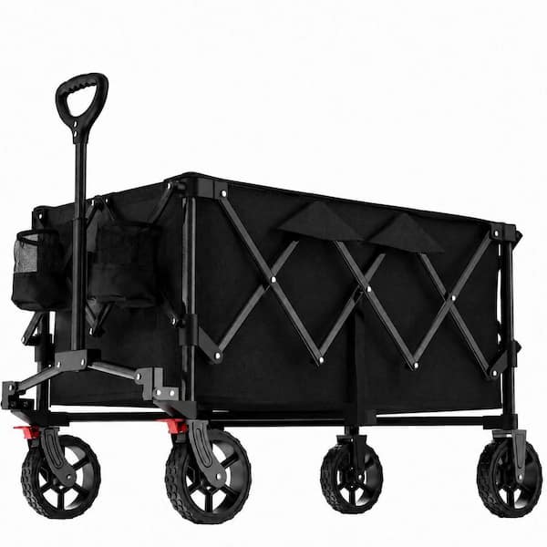 7.06 cu. ft. 450 lbs Heavy Duty Collapsible Garden Cart Portable Folding Wagon with Wheels Flexible Handle Cup Holders