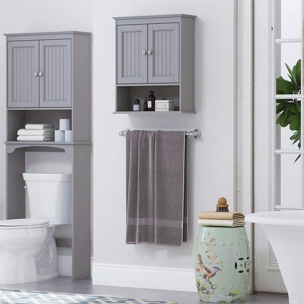 21.5 in. W x 7.48 in. D x 24 in. H Gray Wall Mounted Bathroom Cabinet Over The Toilet Cabinet with Doors and Shelves price history on PriceWatchPro