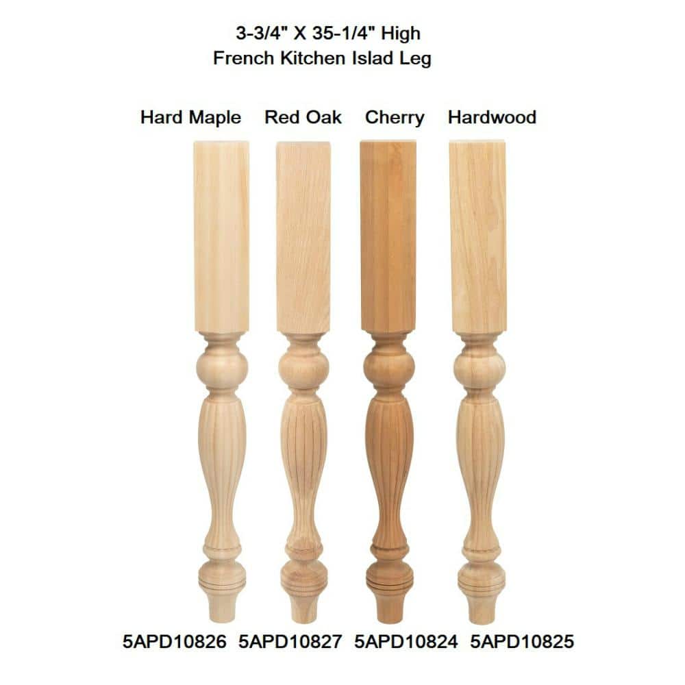Unfinished Hardwood French Kitchen Island Leg 35.25"