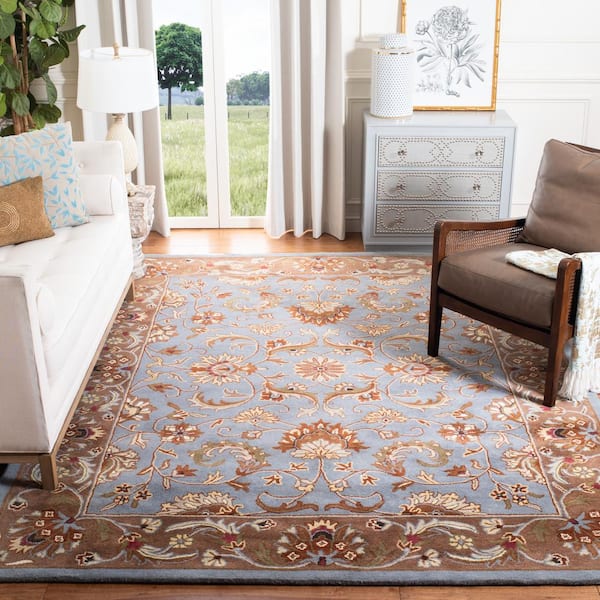 Heritage Blue/Beige 9 ft. x 12 ft. Border Area Rug