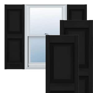 12 in. x 77 in. Lifetime Vinyl Custom 2 Equal Raised Panel Shutters Pair Black