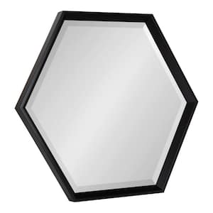 Calter 25 in. x 22 in. Classic Hexagon Framed Black Wall Mirror