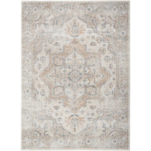 Astra Machine Washable Silver Grey 7 ft. x 9 ft. Vintage Persian Traditional Area Rug