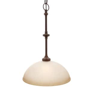 Bristol Collection 1-Light Nutmeg Bronze Pendant with Tea-Stained Glass Shade